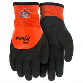 MCR Safety N9695 Ninja Coral 3/4 Dipped Coated Gloves - 15 Gauge Nylon Shell