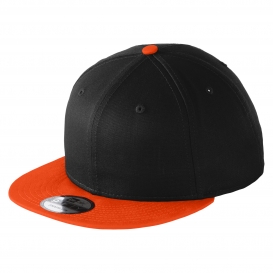 New Era NE400 Flat Bill Snapback Cap - Black/Team Orange