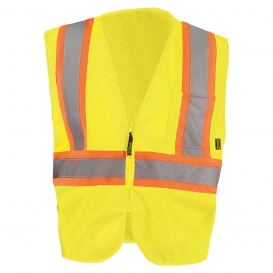 OccuNomix ECO-IM2TZ Type R Class 2 Value Mesh Two-Tone Safety Vest - Yellow/Lime