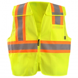 OccuNomix ECO-IMB2T 5 Point Breakaway Two-Tone Mesh Safety Vest - Yellow/Lime