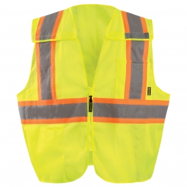 OccuNomix ECO-IMB2TX 5 Point Breakaway X-Back Mesh Safety Vest - Yellow/Lime