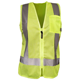 OccuNomix ECO-RYIMZW Type R Class 2 Women\'s Sustainable Classic Mesh Safety Vest - Yellow/Lime