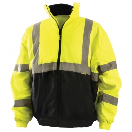 OccuNomix LUX-250-JB-B Type R Class 3 Value Black Bottom Bomber Jacket - Yellow/Lime
