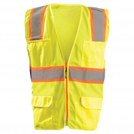 OccuNomix LUX-ATRANS Classic Solid Two-Tone Surveyor Safety Vest - Yellow/Lime