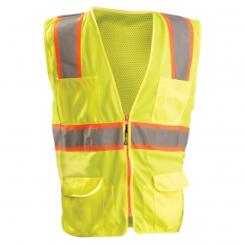 OccuNomix LUX-ATRNSM Classic Mesh/Solid Two-Tone Surveyor Safety Vest - Yellow/Lime