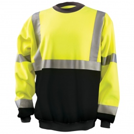 OccuNomix LUX-CSWTBK Type R Class 3 Black Bottom Safety Sweatshirt - Yellow/Lime