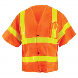 OccuNomix LUX-HSLDMS3 Type R Class 3 Hi-Gloss Snap Closure Mesh Safety Vest