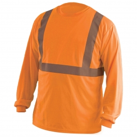 OccuNomix LUX-LSET2B Type R Class 2 Long Sleeve Wicking Birdseye Mesh Safety T-Shirt - Orange