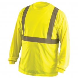 OccuNomix LUX-LSET2B Type R Class 2 Long Sleeve Wicking Birdseye Mesh Safety T-Shirt - Yellow/Lime