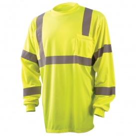 OccuNomix LUX-LSETP3B Type R Class 3 Long Sleeve Safety T-Shirt - Yellow/Lime