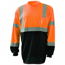 OccuNomix LUX-LSETPBK Type R Class 3 Black Bottom Long Sleeve Safety T-Shirt - Orange