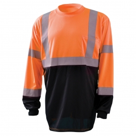 OccuNomix LUX-LSETPBK Type R Class 3 Black Bottom Long Sleeve Safety T-Shirt - Orange