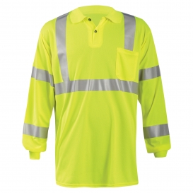 OccuNomix LUX-LSPP3B Type R Class 3 Long Sleeve Safety Polo - Yellow/Lime