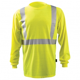 OccuNomix LUX-LST2 Premium Type R Class 2 Long Sleeve Wicking Safety T-Shirt - Yellow/Lime