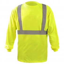 OccuNomix LUX-LST2BX Type R Class 2 Long Sleeve X-Back Wicking Birdseye Safety T-Shirt - Yellow/Lime