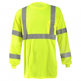 OccuNomix LUX-LSTP3BX Type R Class 3 X-Back Long Sleeve Safety T-Shirt - Yellow/Lime
