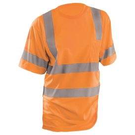 ZUJA Safety High Visibility Standard Short Sleeve Breathable Mens Construction T-Shirts Bright Reflective Protective Workwear Orange,3XL