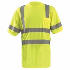 OccuNomix LUX-SSETP3B Type R Class 3 Wicking Birdseye Mesh Safety T-Shirt - Yellow/Lime