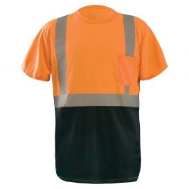 OccuNomix LUX-SSETPBK Type R Class 2 Black Bottom Safety T-Shirt - Orange