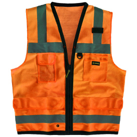 OccuNomix LUX-SSFS Premium Solid Dual Stripe Surveyor Safety Vest - Orange