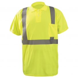 OccuNomix LUX-SSPP2B Type R Class 2 Wicking Birdseye Safety Polo - Yellow/Lime