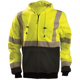 OccuNomix LUX-SWTHZBK Type R Class 3 Black Bottom Safety Sweatshirt - Yellow/Lime