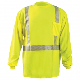 OccuNomix LUX-TLSP2B Type R Class 2 Segmented Tape Long Sleeve Safety T-Shirt - Yellow/Lime