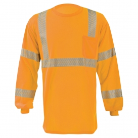OccuNomix LUX-TLSP3B Type R Class 3 OCX Segmented Tape Long Sleeve Safety T-Shirt - Orange