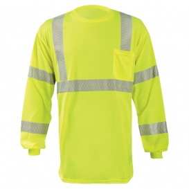 OccuNomix LUX-TLSP3B Type R Class 3 OCX Segmented Tape Long Sleeve Safety T-Shirt - Yellow/Lime
