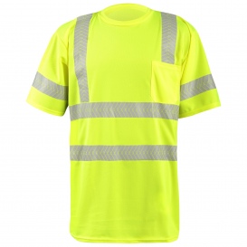OccuNomix LUX-TSSP3B Type R Class 3 Segmented Tape Safety T-Shirt - Yellow/Lime