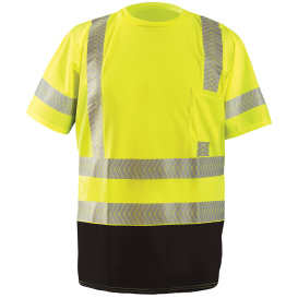 OccuNomix LUX-TSSP3BK Type R Class 3 Black Bottom Segmented Tape T-Shirt - Yellow/Lime
