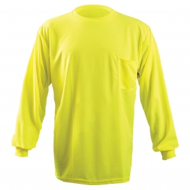 OccuNomix LUX-XLSPB Wicking Birdseye Safety Long Sleeve T-Shirt - Yellow/Lime