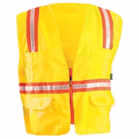 OccuNomix LUX-XTRNSM Non ANSI Mesh/Solid Two-Tone Surveyor Safety Vest - Yellow/Lime