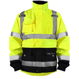 OccuNomix SP-RSJBK Type R Class 3 Black Bottom Breathable Rain Jacket - Yellow/Lime