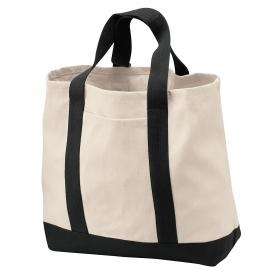 Port Authority B400 2-Tone Shopping Tote - Natural/Black