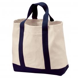Port Authority B400 2-Tone Shopping Tote - Natural/Navy