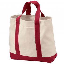 Port Authority B400 2-Tone Shopping Tote - Natural/Red