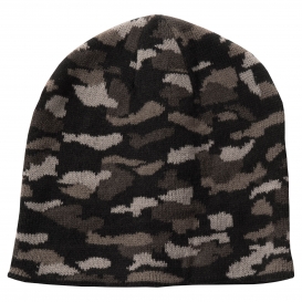 Port & Company CP91C Camo Beanie Cap - Black Camo