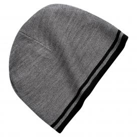 Port & Company CP93 Fine Knit Skull Cap with Stripes - Athletic Oxford/Black