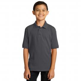 Port & Company KP55Y Youth Core Blend Jersey Knit Polo - Charcoal