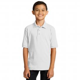 Port & Company KP55Y Youth Core Blend Jersey Knit Polo - White