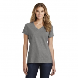 Port & Company LPC455V Ladies Fan Favorite Blend V-Neck Tee - Graphite Heather