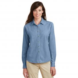 Port & Company LSP10 Ladies Long Sleeve Value Denim Shirt - Faded Blue ...