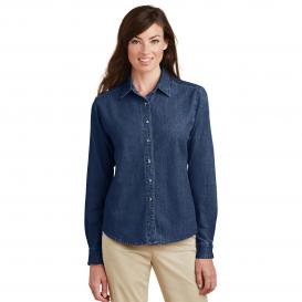 Port & Company LSP10 Ladies Long Sleeve Value Denim Shirt - Ink Blue