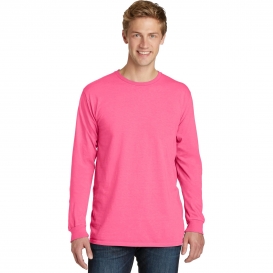 Port & Company PC099LS Beach Wash Garment-Dyed Long Sleeve Tee - Neon Pink