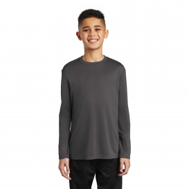 Port & Company PC380YLS Youth Long Sleeve Performance Tee - Charcoal