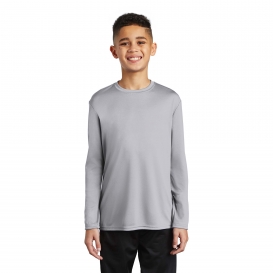 Port & Company PC380YLS Youth Long Sleeve Performance Tee - Silver