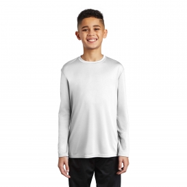 Port & Company PC380YLS Youth Long Sleeve Performance Tee - White