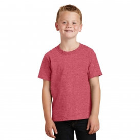 Port & Company PC54YLS Youth Long Sleeve 5.4-oz 100% Cotton T-Shirt - Heather Red