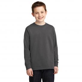 Port & Company PC54YLS Youth Long Sleeve Core Cotton Tee - Charcoal